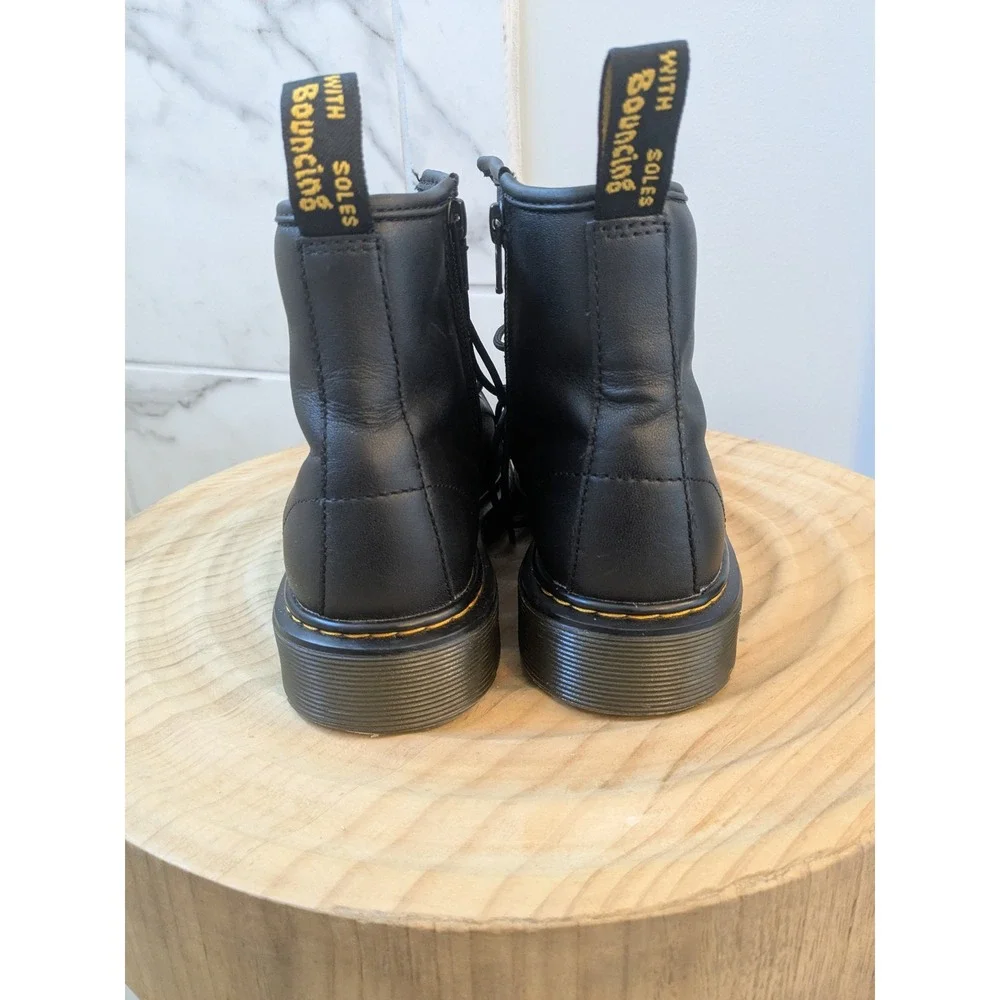 Dr. Martens 1460 J Black Leather Ankle Boots Lace Up‎ Zip Combat Sz 36